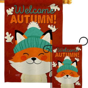 Autumn Foxy - Harvest & Autumn Fall Vertical Impressions Decorative Flags HG137608 Made In USA