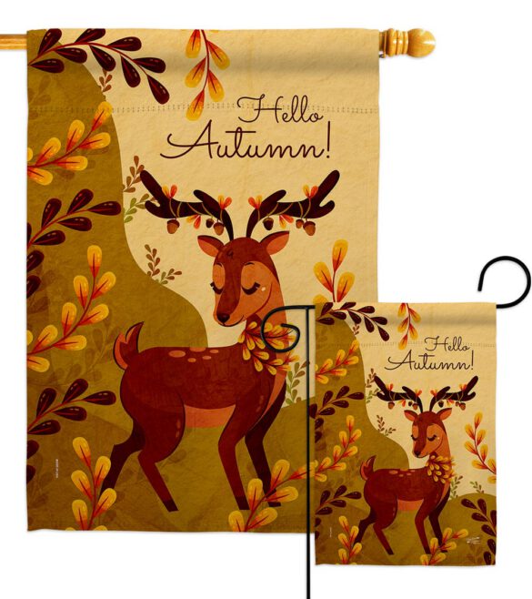 Autumn Deer - Harvest & Autumn Fall Vertical Impressions Decorative Flags HG137626 Made In USA