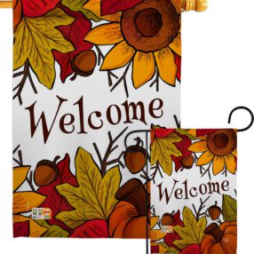 Autumn Welcome - Harvest & Autumn Fall Vertical Impressions Decorative Flags HG192130 Made In USA