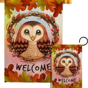Autumn Owl - Harvest & Autumn Fall Vertical Impressions Decorative Flags HG192355 Made In USA