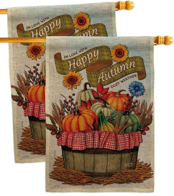 Cozy Autumn - Harvest Autumn Fall Vertical Impressions Decorative Flags HG130420 Made In USA - Image 33