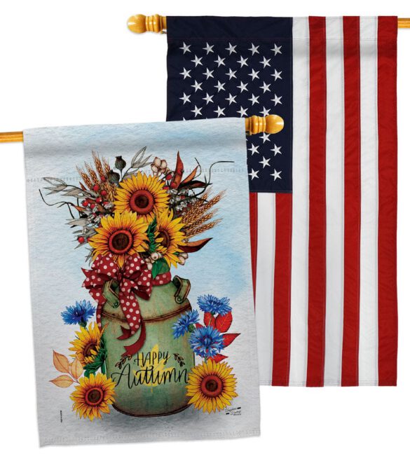 Autumn Milkcan - Harvest Autumn Fall Vertical Impressions Decorative Flags HG130421 Made In USA - Image 16