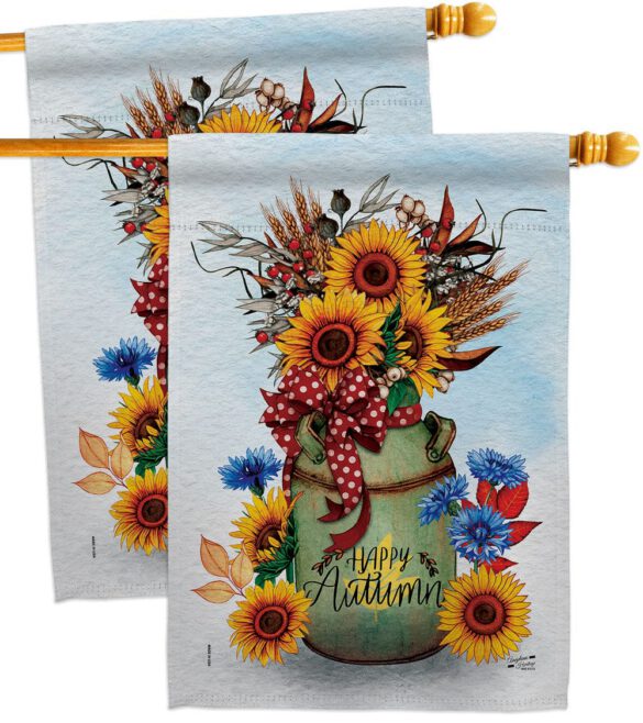 Autumn Milkcan - Harvest Autumn Fall Vertical Impressions Decorative Flags HG130421 Made In USA - Image 13