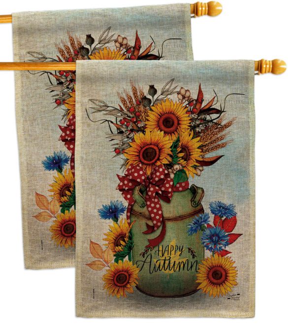 Autumn Milkcan - Harvest Autumn Fall Vertical Impressions Decorative Flags HG130421 Made In USA - Image 34