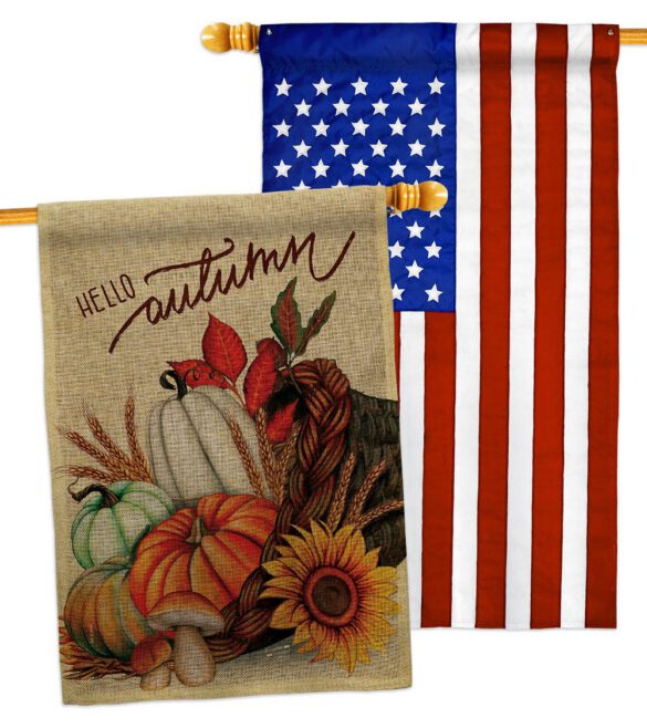 Hello Cornucopia - Harvest Autumn Fall Vertical Impressions Decorative Flags HG130423 Made In USA - Image 31
