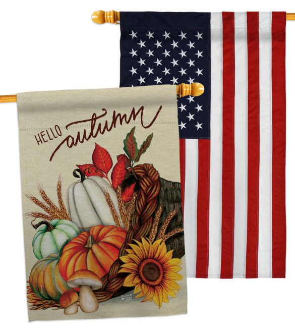 Hello Cornucopia - Harvest Autumn Fall Vertical Impressions Decorative Flags HG130423 Made In USA - Image 15