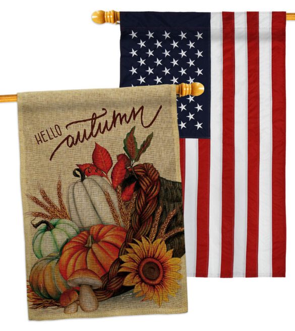 Hello Cornucopia - Harvest Autumn Fall Vertical Impressions Decorative Flags HG130423 Made In USA - Image 36