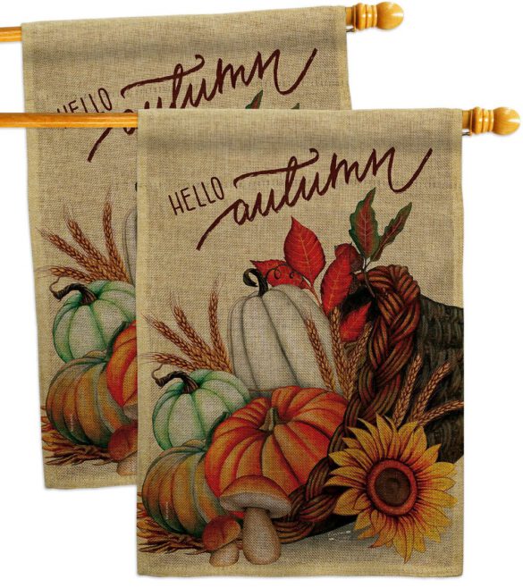 Hello Cornucopia - Harvest Autumn Fall Vertical Impressions Decorative Flags HG130423 Made In USA - Image 33