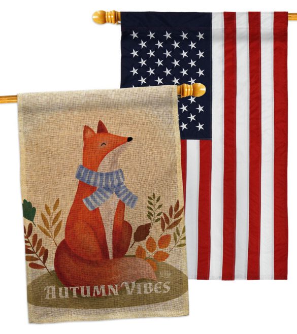 Autumn Fox - Harvest Autumn Fall Vertical Impressions Decorative Flags HG130426 Made In USA - Image 37