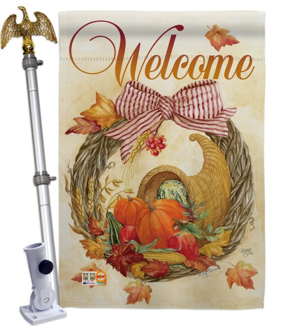 Cornucopia Wreath - Harvest & Autumn Fall Vertical Impressions Decorative Flags HG113044 Made In USA - Image 13