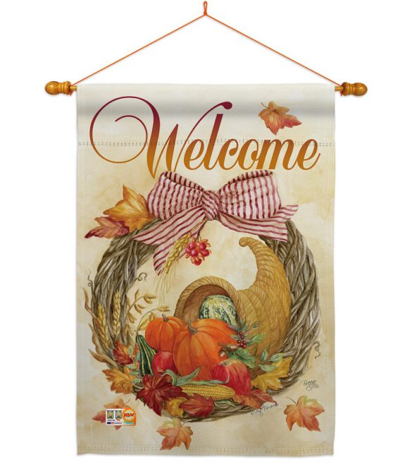 Cornucopia Wreath - Harvest & Autumn Fall Vertical Impressions Decorative Flags HG113044 Made In USA - Image 14