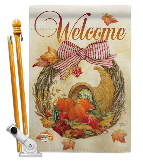 Cornucopia Wreath - Harvest & Autumn Fall Vertical Impressions Decorative Flags HG113044 Made In USA - Image 5