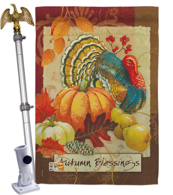 Autumn Blessings Turkey - Harvest & Autumn Fall Vertical Impressions Decorative Flags HG113070 Made In USA - Image 14