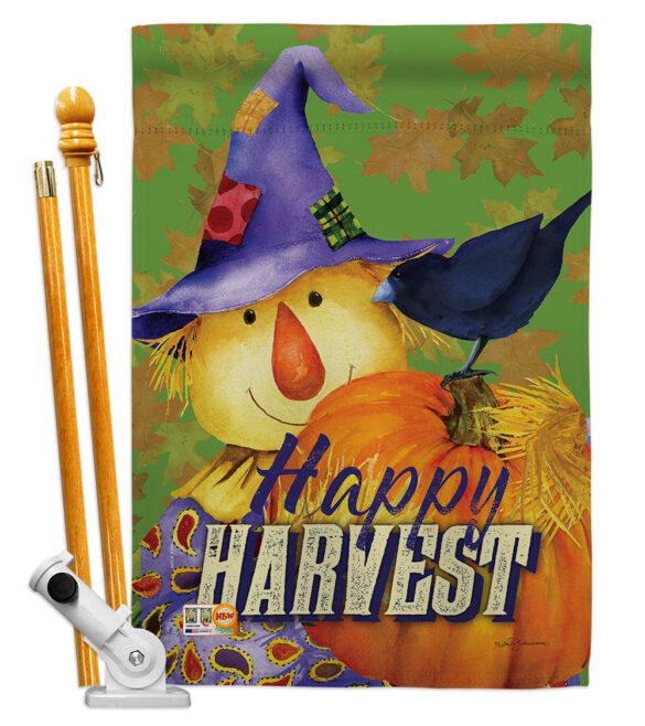 Happy Harvest Scarecrow - Harvest & Autumn Fall Vertical Impressions Decorative Flags HG113080 Made In USA - Image 5