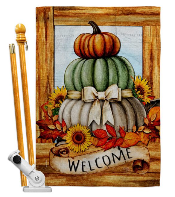 Fall Pumpkin Trio - Harvest & Autumn Fall Vertical Impressions Decorative Flags HG113116 Made In USA - Image 5