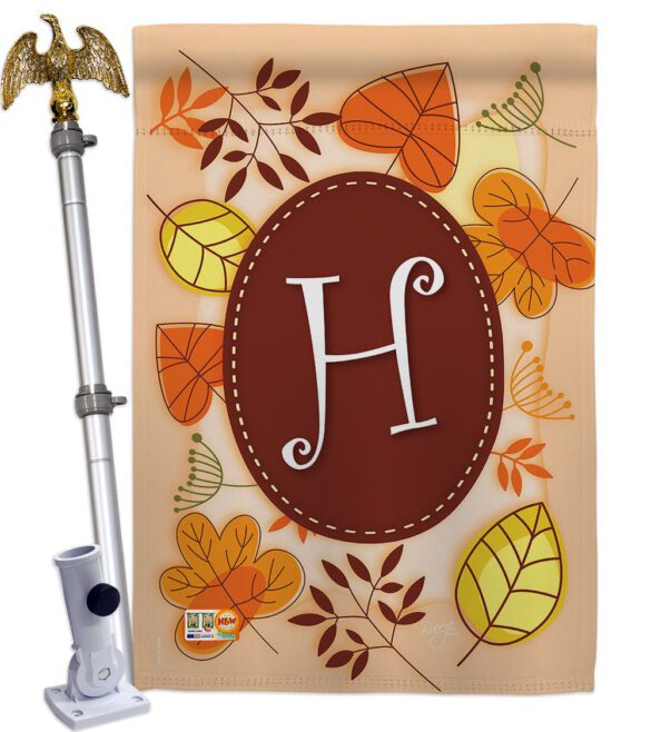 Autumn H Initial - Harvest & Autumn Fall Vertical Impressions Decorative Flags HG130034 Made In USA - Image 14