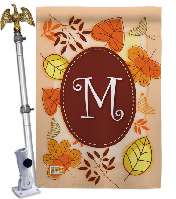 Autumn M Initial - Harvest & Autumn Fall Vertical Impressions Decorative Flags HG130039 Made In USA - Image 14