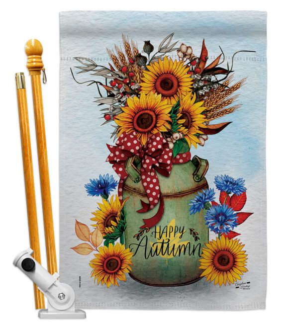 Autumn Milkcan - Harvest Autumn Fall Vertical Impressions Decorative Flags HG130421 Made In USA - Image 6