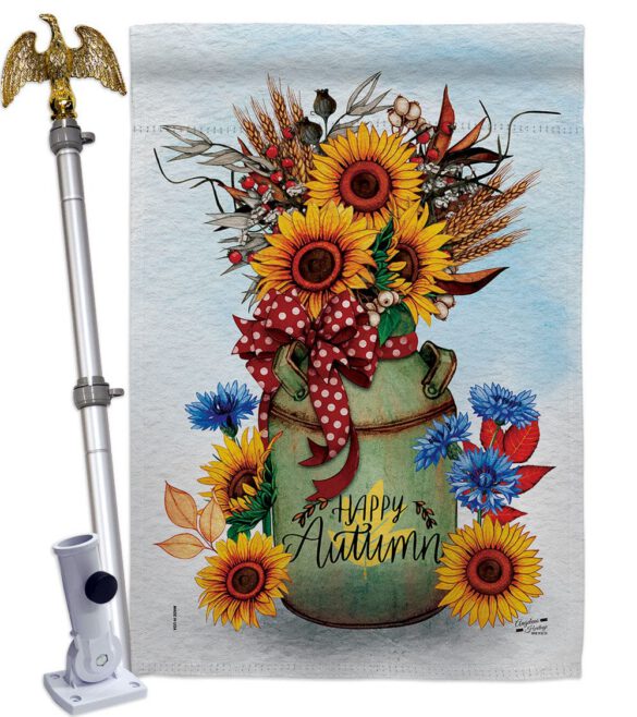 Autumn Milkcan - Harvest Autumn Fall Vertical Impressions Decorative Flags HG130421 Made In USA - Image 21