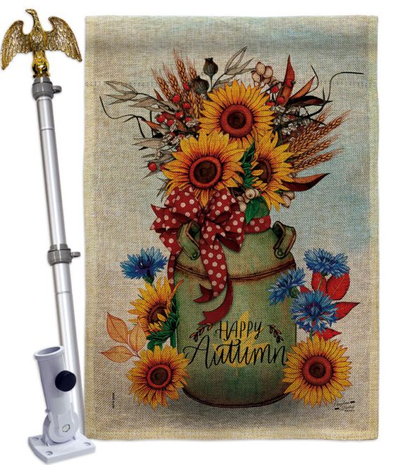 Autumn Milkcan - Harvest Autumn Fall Vertical Impressions Decorative Flags HG130421 Made In USA - Image 42