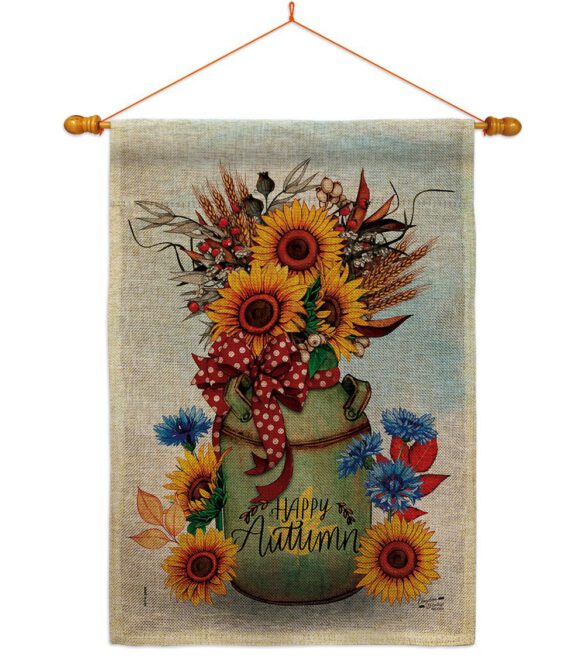 Autumn Milkcan - Harvest Autumn Fall Vertical Impressions Decorative Flags HG130421 Made In USA - Image 43