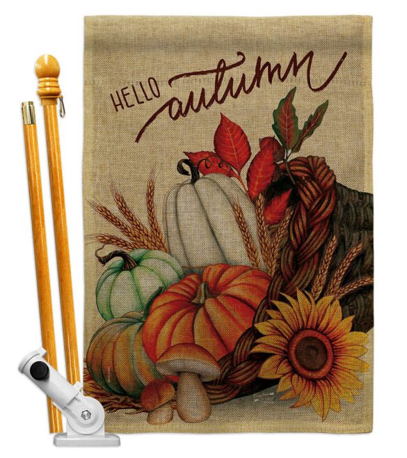 Hello Cornucopia - Harvest Autumn Fall Vertical Impressions Decorative Flags HG130423 Made In USA - Image 26