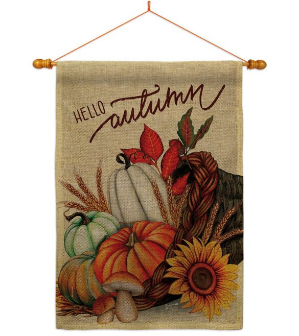 Hello Cornucopia - Harvest Autumn Fall Vertical Impressions Decorative Flags HG130423 Made In USA - Image 42