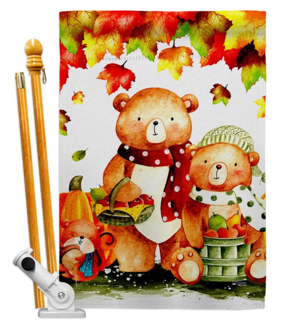 Autumn Bears - Harvest & Autumn Fall Vertical Impressions Decorative Flags HG137587 Made In USA - Image 6