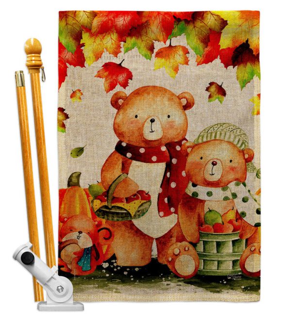 Autumn Bears - Harvest & Autumn Fall Vertical Impressions Decorative Flags HG137587 Made In USA - Image 18