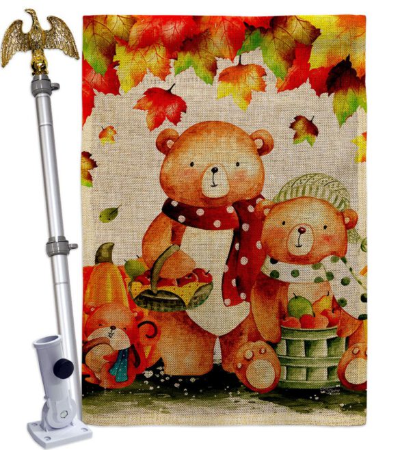 Autumn Bears - Harvest & Autumn Fall Vertical Impressions Decorative Flags HG137587 Made In USA - Image 24