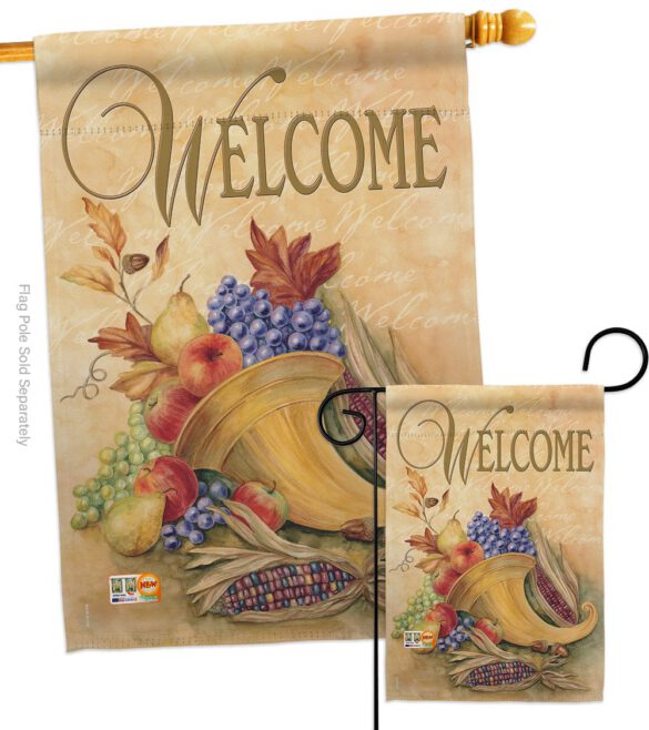 Autumn Cornucopia - Harvest & Autumn Fall Vertical Impressions Decorative Flags HG113042 Made In USA - Image 4