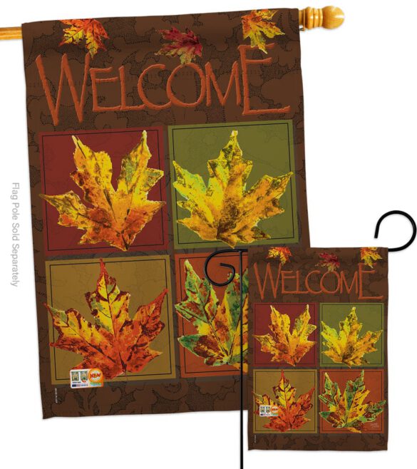 Fall Leaves Collage - Harvest & Autumn Fall Vertical Impressions Decorative Flags HG113048 Made In USA - Image 3