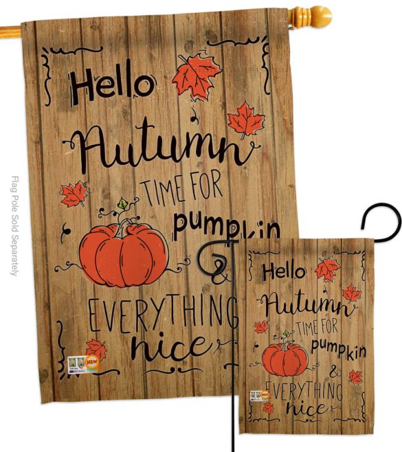 Hello Autumn Time for Pumpkin - Harvest & Autumn Fall Vertical Impressions Decorative Flags HG113064 Made In USA - Image 3