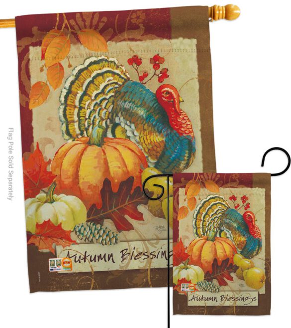Autumn Blessings Turkey - Harvest & Autumn Fall Vertical Impressions Decorative Flags HG113070 Made In USA - Image 4