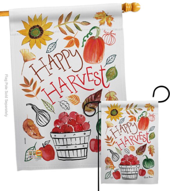 Happy Harvest - Harvest & Autumn Fall Vertical Impressions Decorative Flags HG113073 Made In USA - Image 3