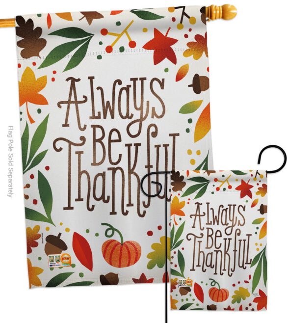 Always Be Thankful - Harvest & Autumn Fall Vertical Impressions Decorative Flags HG113074 Made In USA - Image 4