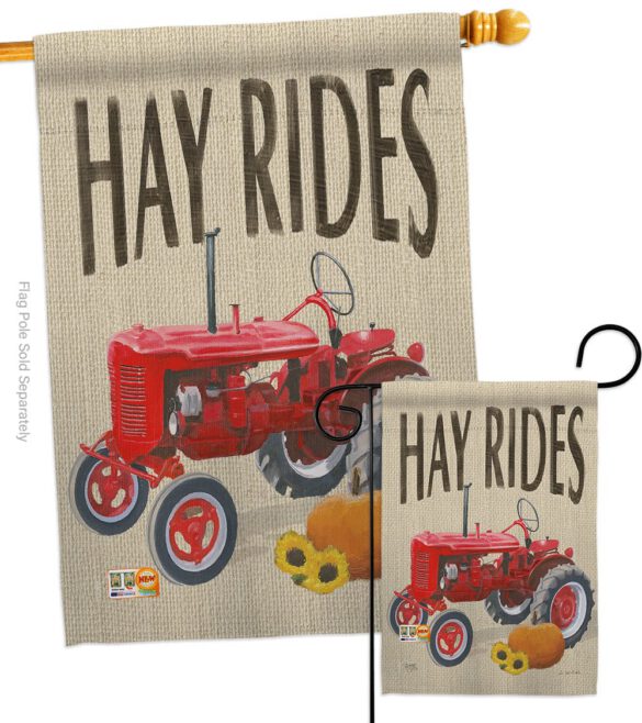 Hay Rides - Harvest & Autumn Fall Vertical Impressions Decorative Flags HG113075 Made In USA - Image 3