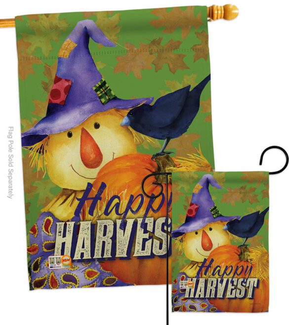 Happy Harvest Scarecrow - Harvest & Autumn Fall Vertical Impressions Decorative Flags HG113080 Made In USA - Image 3