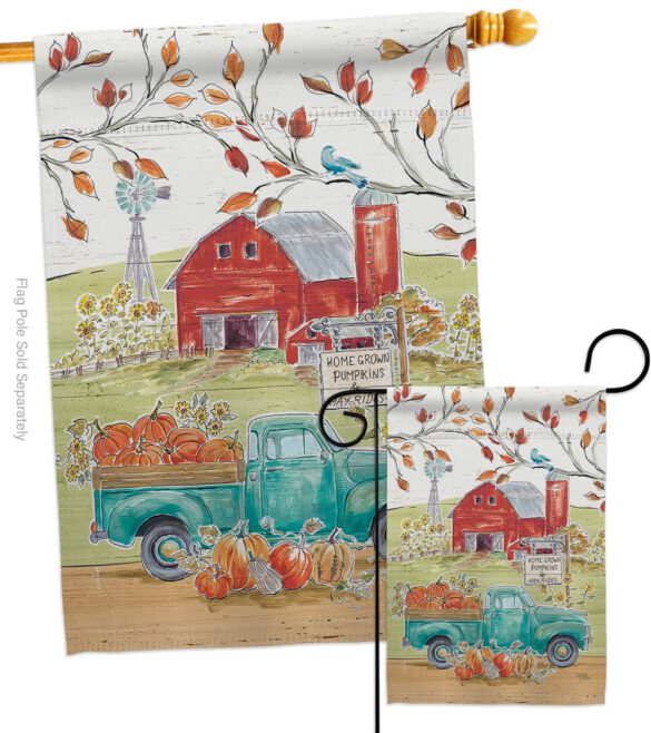 Home Grow Farm - Harvest & Autumn Fall Vertical Impressions Decorative Flags HG113092 Made In USA - Image 3