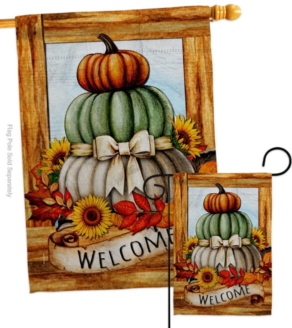 Fall Pumpkin Trio - Harvest & Autumn Fall Vertical Impressions Decorative Flags HG113116 Made In USA - Image 3