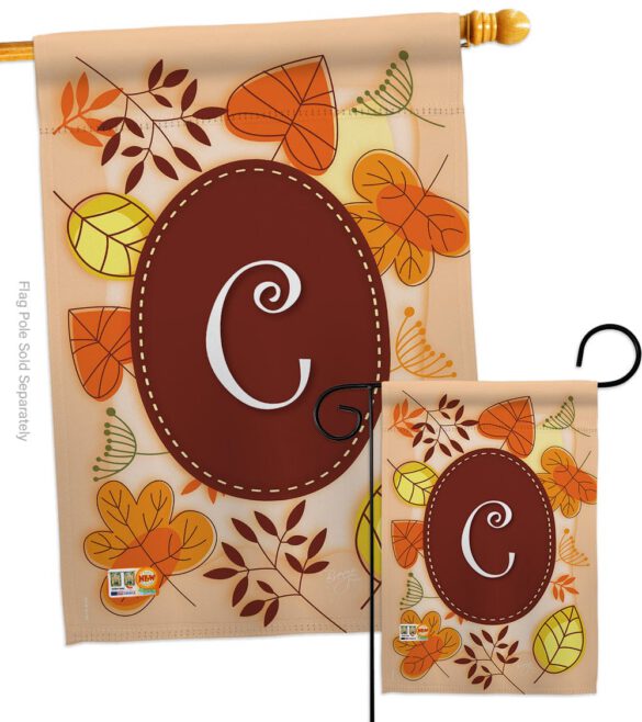 Autumn C Initial - Harvest & Autumn Fall Vertical Impressions Decorative Flags HG130029 Made In USA - Image 4