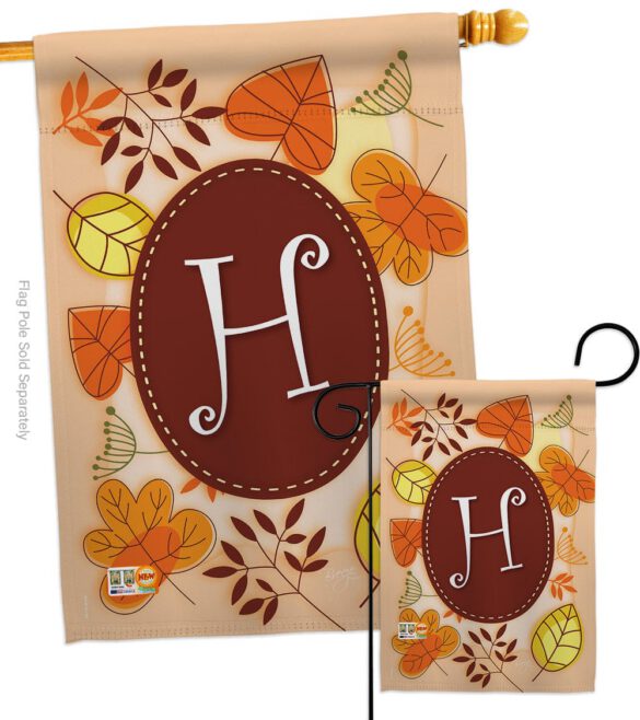 Autumn H Initial - Harvest & Autumn Fall Vertical Impressions Decorative Flags HG130034 Made In USA - Image 4