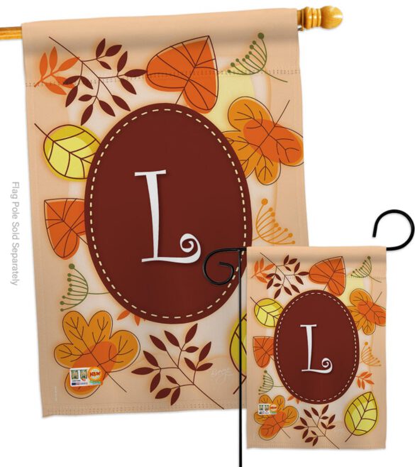 Autumn L Initial - Harvest & Autumn Fall Vertical Impressions Decorative Flags HG130038 Made In USA - Image 4