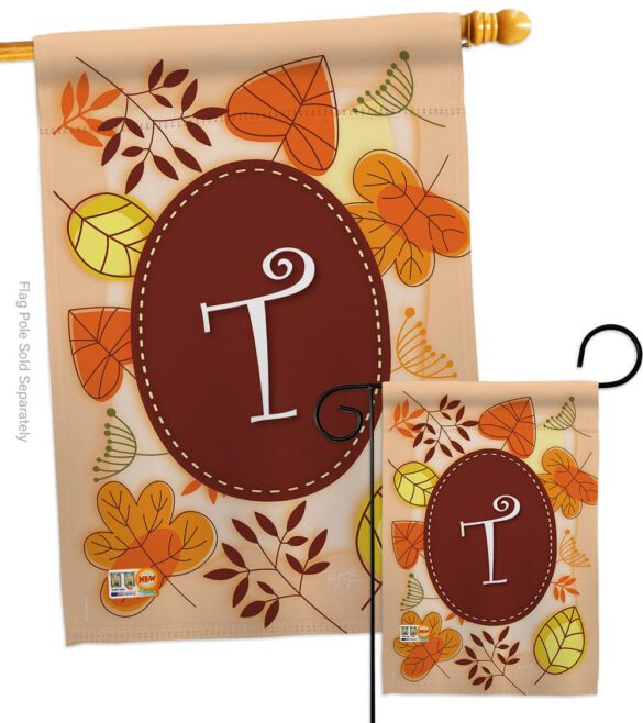 Autumn T Initial - Harvest & Autumn Fall Vertical Impressions Decorative Flags HG130046 Made In USA - Image 4