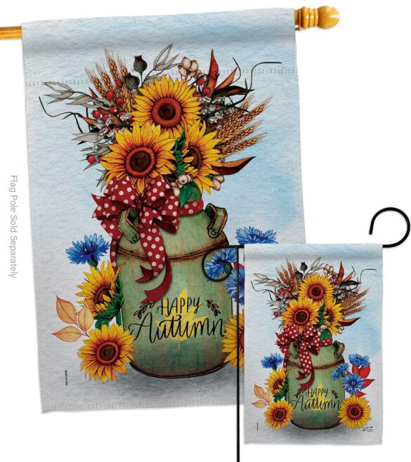 Autumn Milkcan - Harvest Autumn Fall Vertical Impressions Decorative Flags HG130421 Made In USA - Image 4