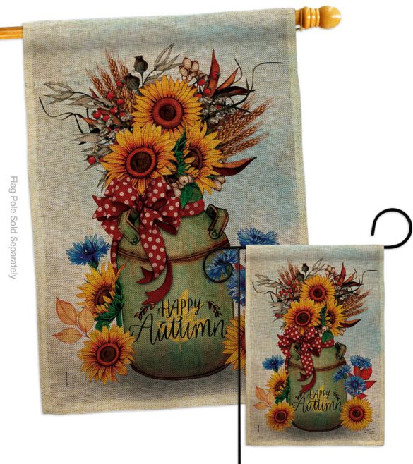 Autumn Milkcan - Harvest Autumn Fall Vertical Impressions Decorative Flags HG130421 Made In USA - Image 25