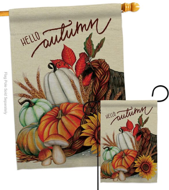 Hello Cornucopia - Harvest Autumn Fall Vertical Impressions Decorative Flags HG130423 Made In USA - Image 3