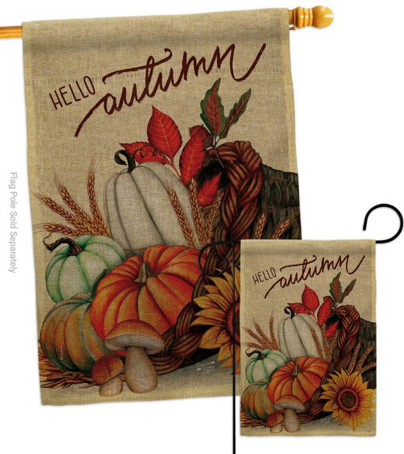 Hello Cornucopia - Harvest Autumn Fall Vertical Impressions Decorative Flags HG130423 Made In USA - Image 24