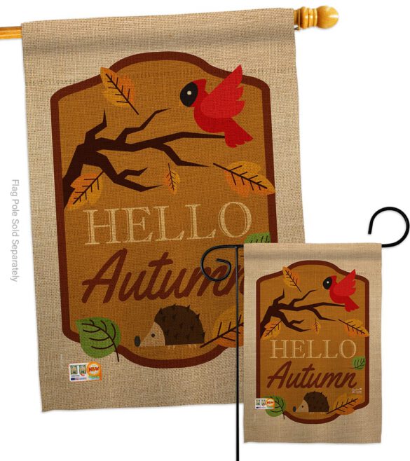 Hello Autumn - Harvest & Autumn Fall Vertical Impressions Decorative Flags HG137091 Made In USA - Image 3