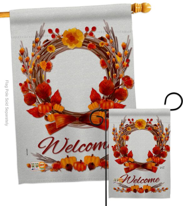 Harvest Wreath - Harvest & Autumn Fall Vertical Impressions Decorative Flags HG137111 Made In USA - Image 3